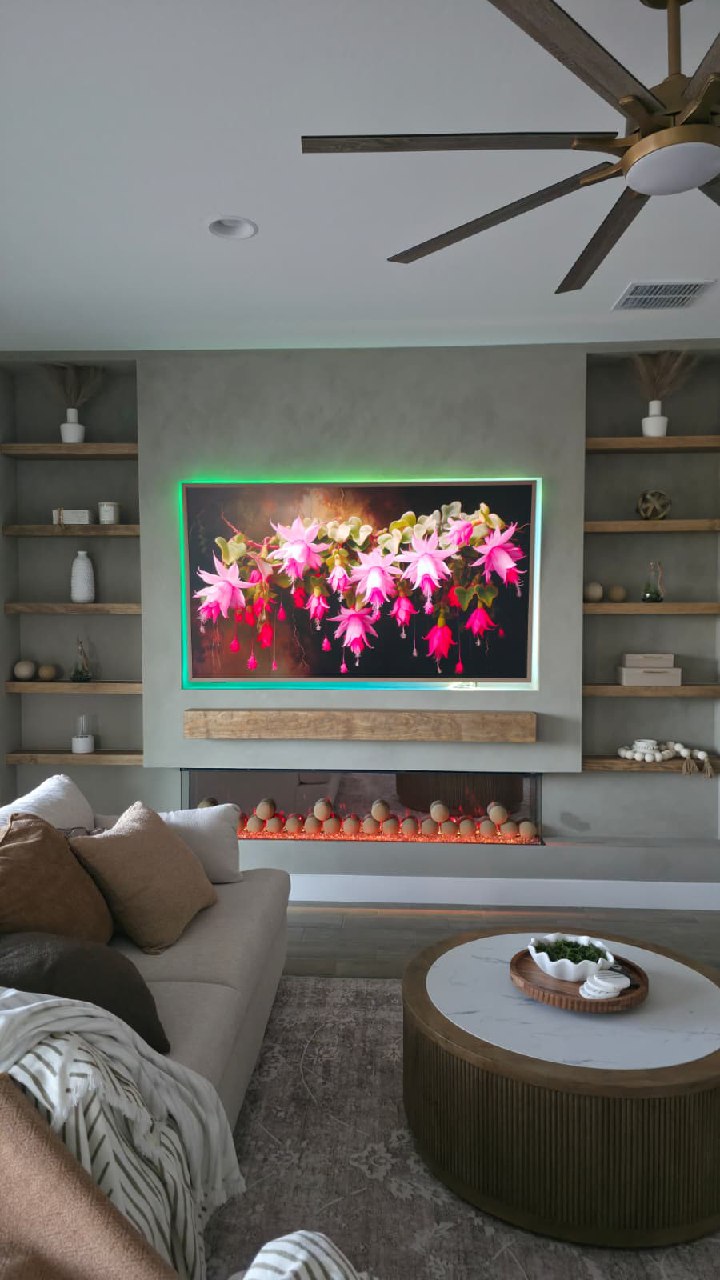 Living room entertainment wall with TV and LED backlighting Arizona