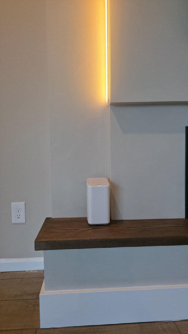 Warm LED strip recessed in wall accent lighting close-up Arizona