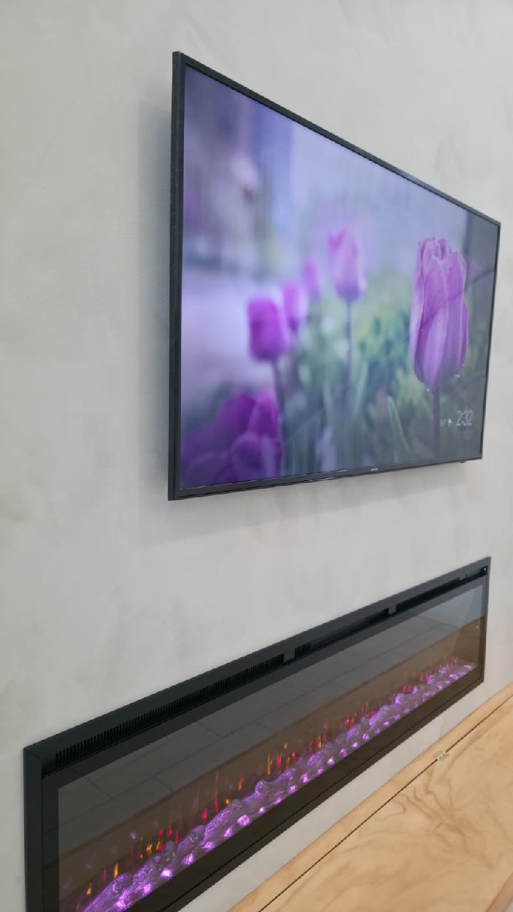 White shiplap entertainment wall full room with leather sectional sofa Arizona